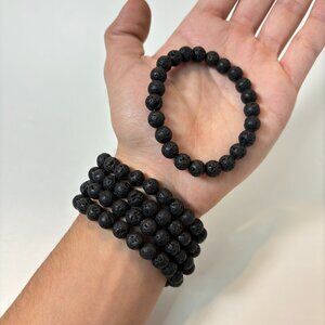 3 Pack of Lava Bead Bracelet- 8mm Bead, Stretch Bracelet, Premium Quality Beads